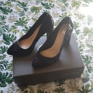 Vince Camuto Black velvet/sequin heels